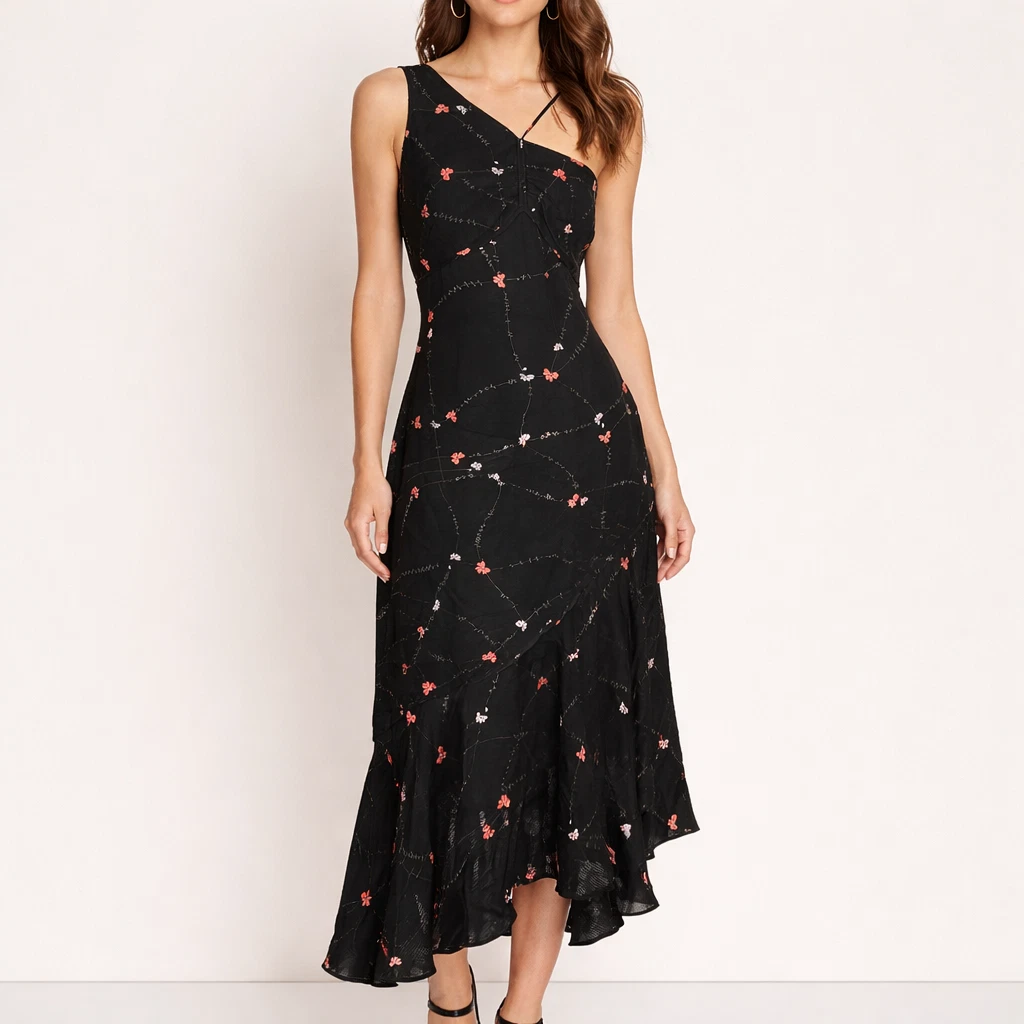 earrings to wear with black lace dress Laoise Satin Dress in Black