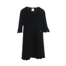 CHANEL COCO Mark button Dress #38 P34352K00973 cashmere Black Used Women CC