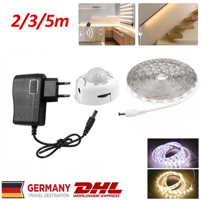 2-5M LED Stripe mit PIR Bewegungsmelder Lichtband Streifen Schrankleuchte Küchen
