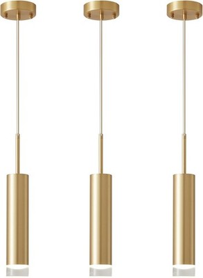 Gold Long Cylinder Mini Pendant Light Fixture (Set of 3)