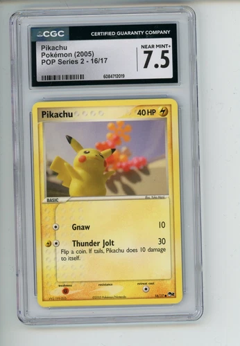 2005 Pokemon POP Series 2 Pikachu 16/17 Common Non-Holo CGC 7.5 NEAR MINT+