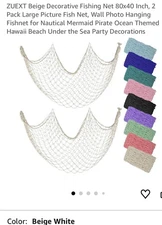 ZUEXT Beige Decorative Fishing Net (2 pack)