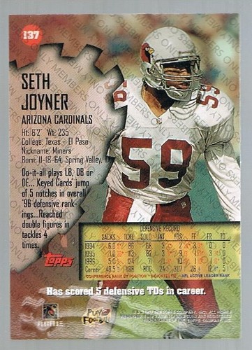 1997 Topps Stadium Club Members Only Seth Joyner #137 Cardinals Texas El Paso