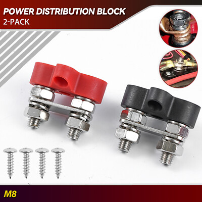2pcs 12V 200A Stromverteilerblock Sammelschiene  Batteriekabel Reihenklemme M8