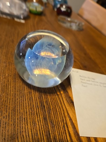 Vintage Hand Blown Art Glass Paperweight Signed Piece Rollin Bodley - Picture 4 of 6