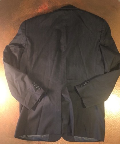 VinTage Burberry Sportjacke Herren dunkelblau gestreift 100% Wolle 44R - Bild 3 von 7