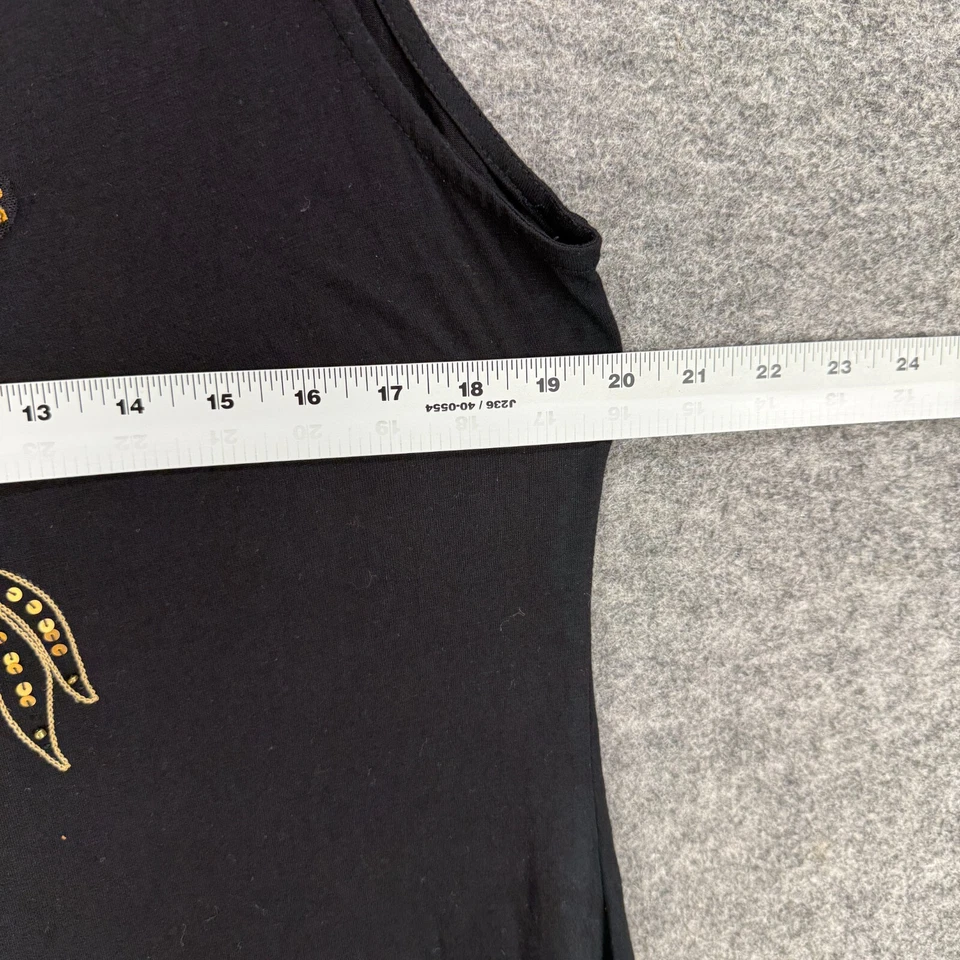 Платье женское Krista Lee XL черное с цветочным рисунком вышитое оболочка миди с v-образным вырезом без рукавов - Изображение 4 из 4