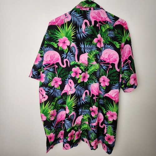Caribbean Mens XXL Flamingo Hawaiian Floral Short Sleeve Button Up Hon Baltimore - Picture 3 of 11