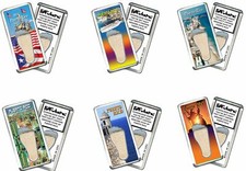 Puerto Rico FootWhere® Souvenir Fridge Magnets. 6 Piece Set. Made in USA