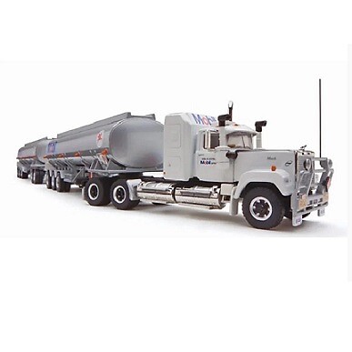 New 1:64 Mack Superliner Mobil Fuel Tanker Road Train Set With Dolly - Picture 1 of 1