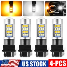 4x 3157 Switchback LED Turn Signal Parking DRL Light Bulb White Amber Error Free