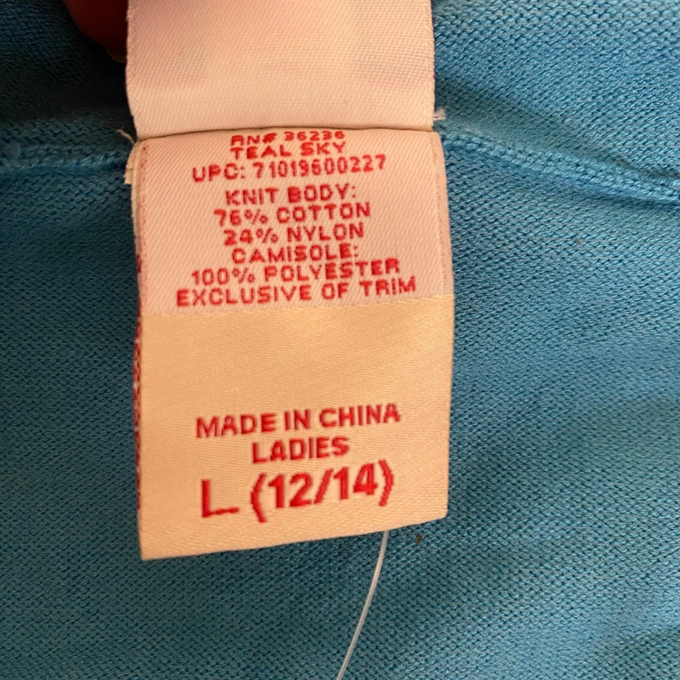 褪色荣耀连帽针织套衫毛衣大号蓝色蕾丝装饰 V 领复古全新带标签 — 第 4/4 张图片