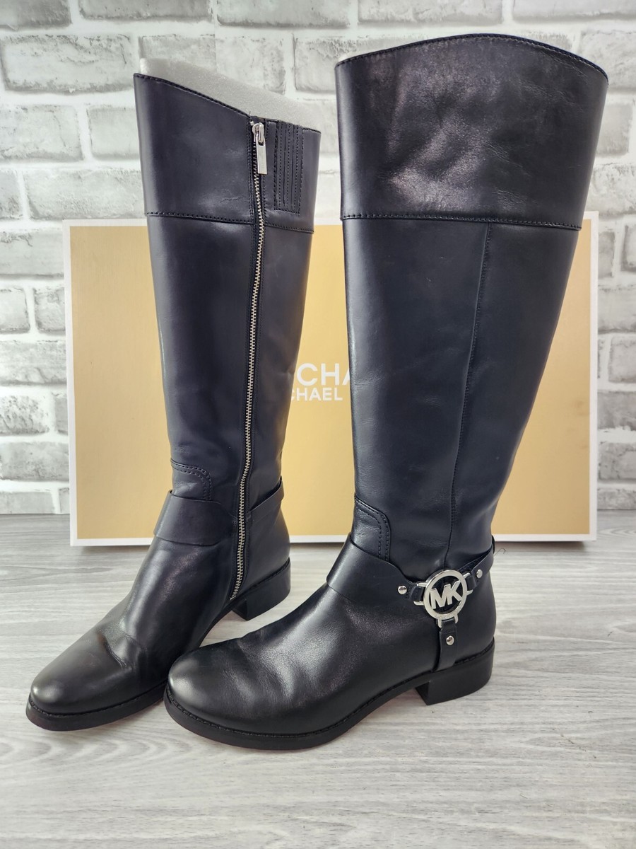 Michael Kors Fulton Harness Women's Size Black Classic Tall Boots