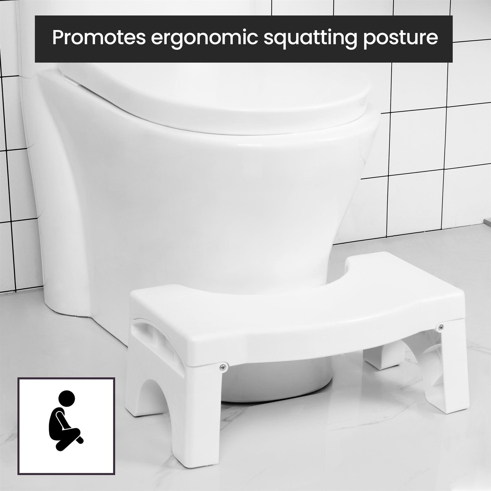 Foldable Toilet Squatting Stool Constipation Aid Non Slip Bathroom Step
