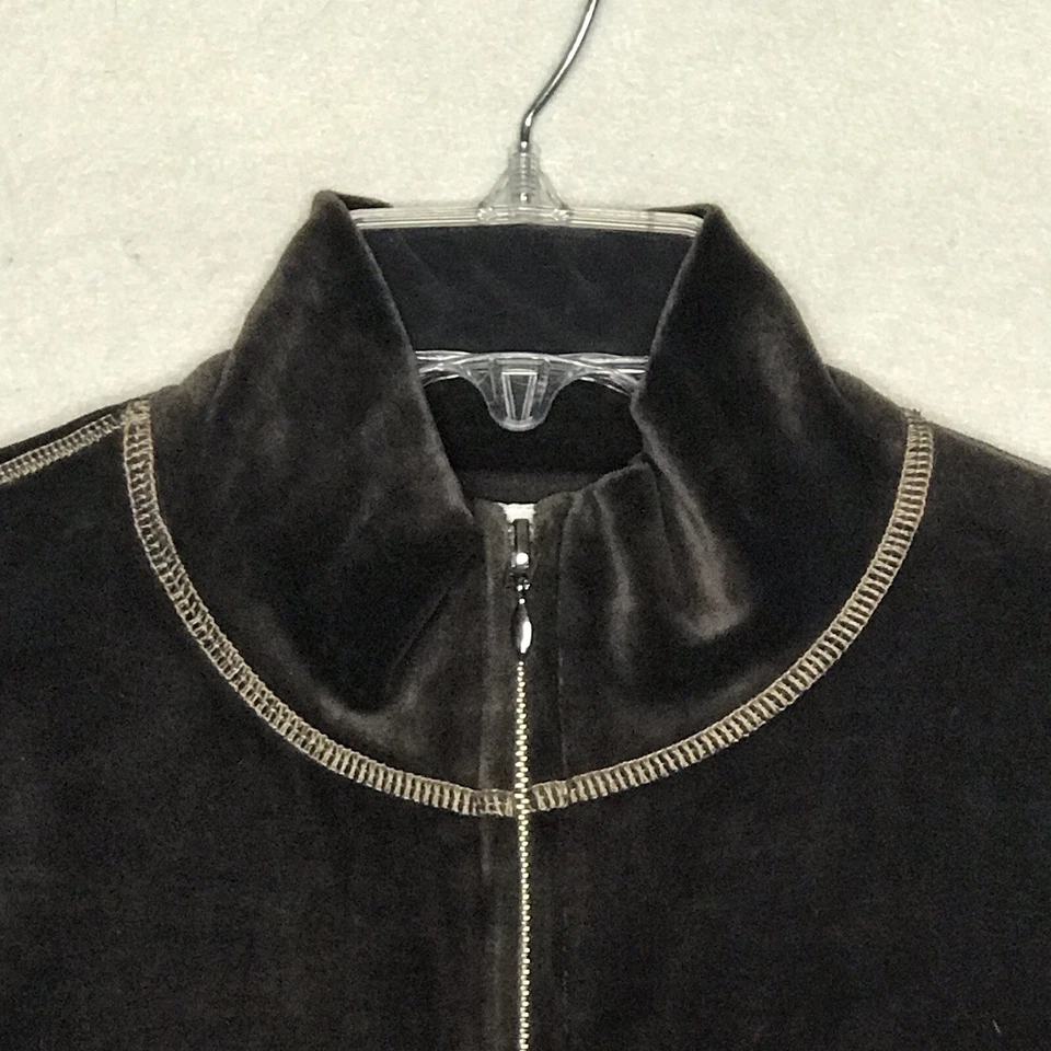 Sudadera deportiva Jones para mujer mediana marrón terciopelo bolsillos con cremallera completa Foto 2 de 4
