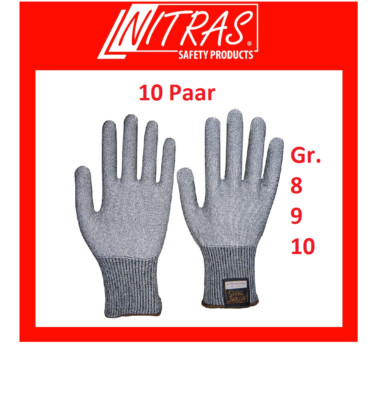 10 Paar Nitras Schnittschutzhandschuhe Taeki grau EN 388,EN 407 Gr.8,9 oder 10