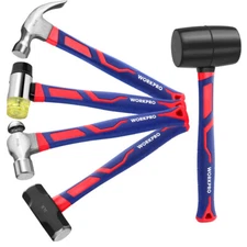 5PC Rubber Mallet Claw Hammer Sledge Hammer Ball Peen Hammer Double-Faced Mallet