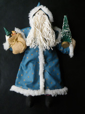 SANTA CLAUS Plush Holding TOY BAG TREE Primitive Style 13" FREE SHIP