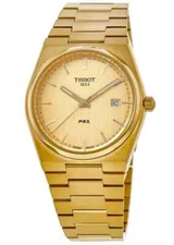 New Tissot PRX Gold Tone Quartz 40mm Mens Watch T1374103302100
