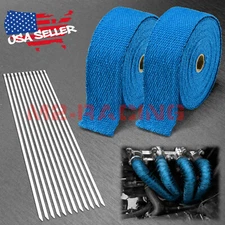 2 Rollx2" 50FT Blue Exhaust Thermal Wrap Manifold Header Isolation Heat Tape