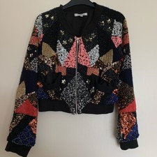 Embellished Cropped Bomber Jacket Size Xs