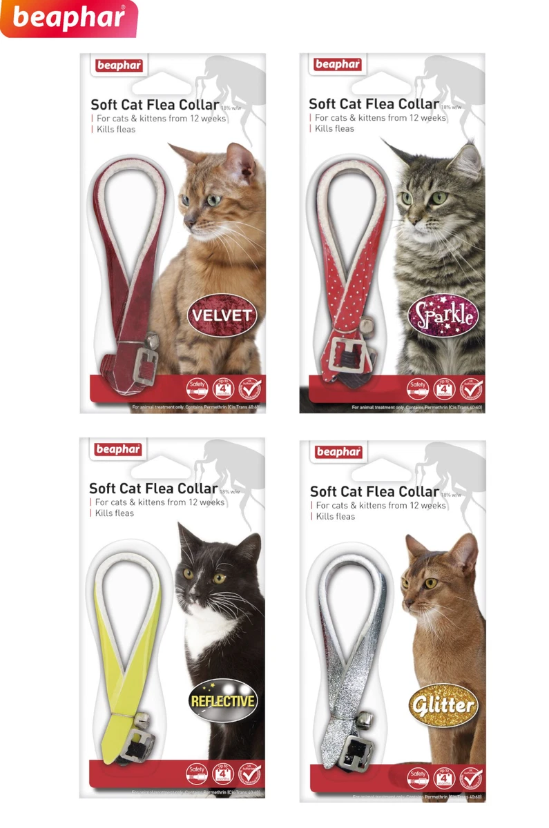 BEAPHAR CAT FLEA COLLAR REFLECTIVE VELVET SPARKLE GLITTER FLEA