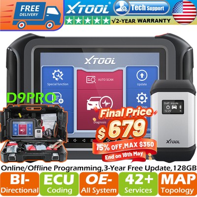 USED XTOOL D9 PRO Car OBD2 Diagnostic Scanner Programming Topology Map 42+ Reset