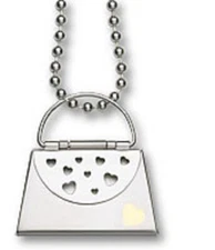 Necklace Purse Locket Pendant Hearts Gold Plated Stainless Steel Chain 28" 