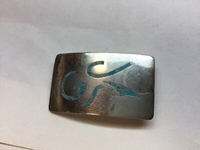 Vintage Taxco Signed By Hector Turquoise - Belt Buckle Sterling Silver
