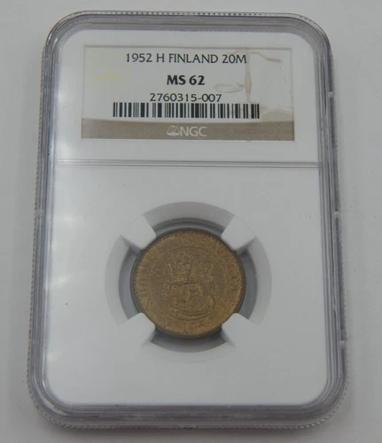 Finland 1952 H 10 Markkaa NGC ms62 1st Year for Type KM# 38