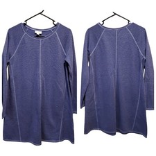 Women J.Jill Sz S- Petite Purple Stripes A-Line Sweater Dress Tunic Round Neck 