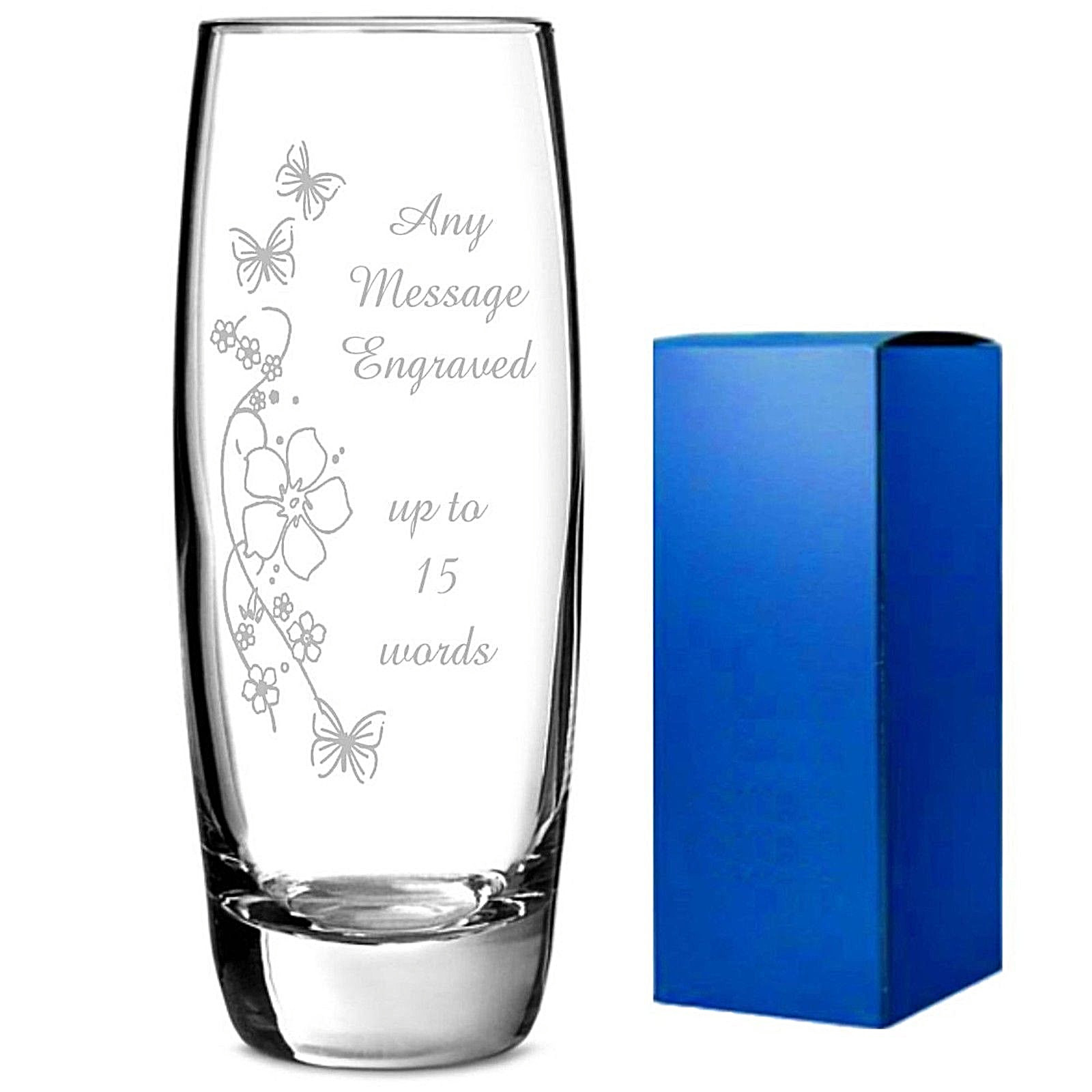 Personalised Engraved flower bud Vase birthday mother bride size180 x