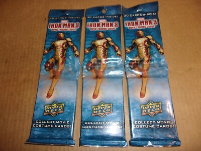 3 Iron Man Three 30 Card Jumbo Packs 2013 Upper Deck Marvel Comics Costume Possb