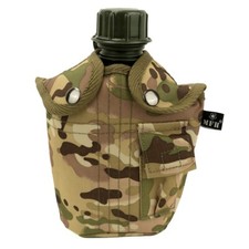 Classic US Army Style MFH Water Bottle with Cover - Tactical Camo- 1L- Brand New