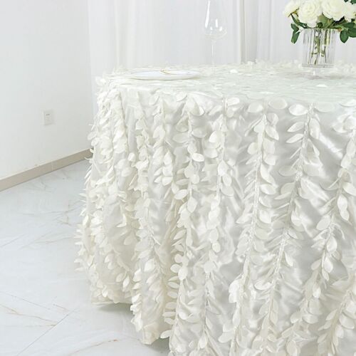132-Inch TAFFETA ROUND TABLECLOTH Leaf Petals Design Wedding Decorations - Picture 4 of 89