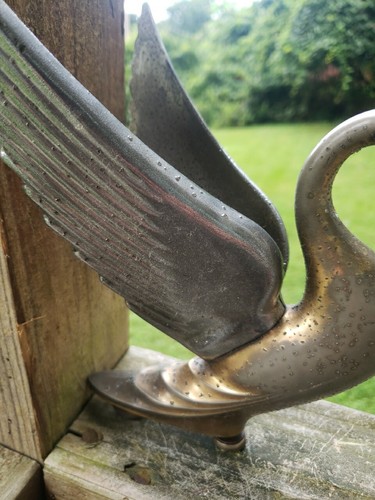 Vintage Swan Hood Ornament GOLD SILVER WINGS TRUCK- CAR- RAT ROD HOTROD HOT ROD - Picture 3 of 18