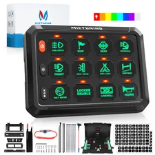MICTUNING RGB 12 Gang Switch Panel Led Touch LED Light Bar Power System Circuit