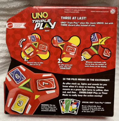 UNO Triple Play Card Game with Card-Holder Unit with Lights
