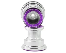 Treal Hobby Losi LMT Aluminum Monster Truck Bead-Lock Wheels (Silver/Purple) (2)