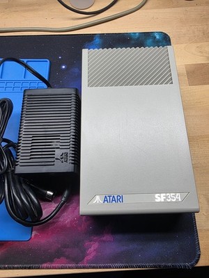 Atari SF354 External 3.5'' Floppy Drive Atari W/Power Supply & Disk - TESTED GOOD