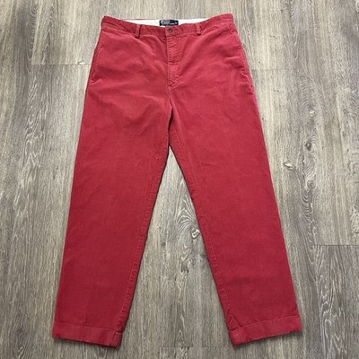 Ralph Lauren Hammond Hose Cordhose Relaxed weites Bein rot passt 38 W x 30 L