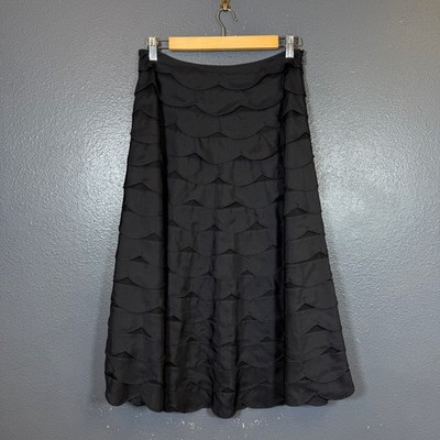 MaxMara 8 women s black dress Tiered Scalloped A-Line skirt w mesh underneath