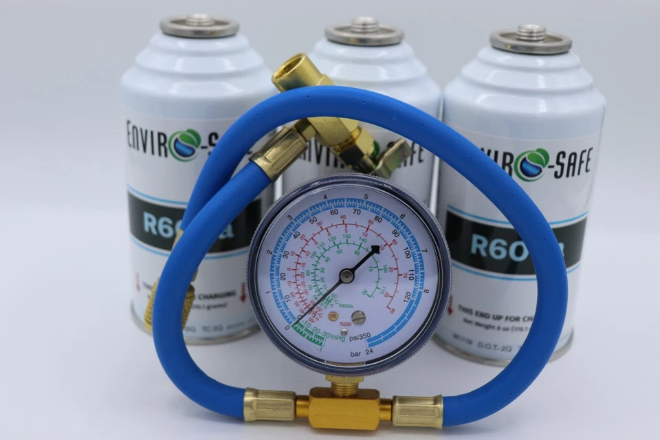R600a, R-600a хладагент, 3 банки и датчик набор Enviro-Safe #8056 - Изображение 3 из 3
