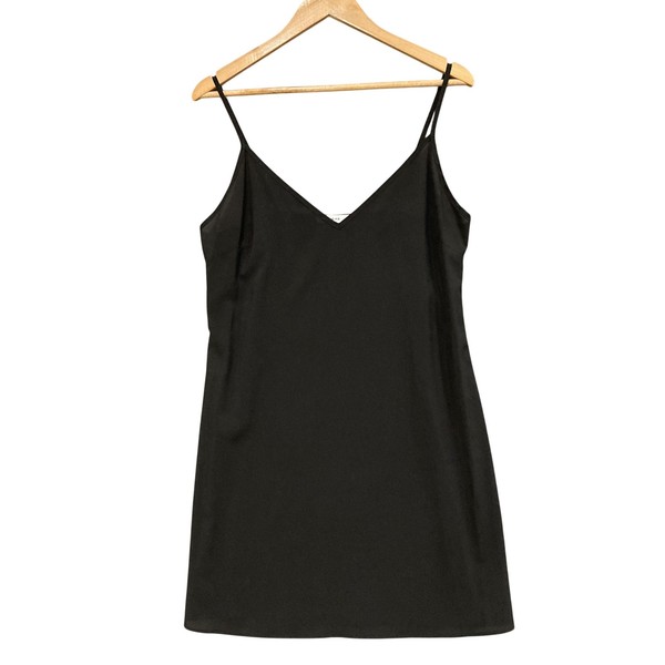 SHEIKE Dress Womens 12 Black Satin Slip Mini Strappy V Neck Adjustable