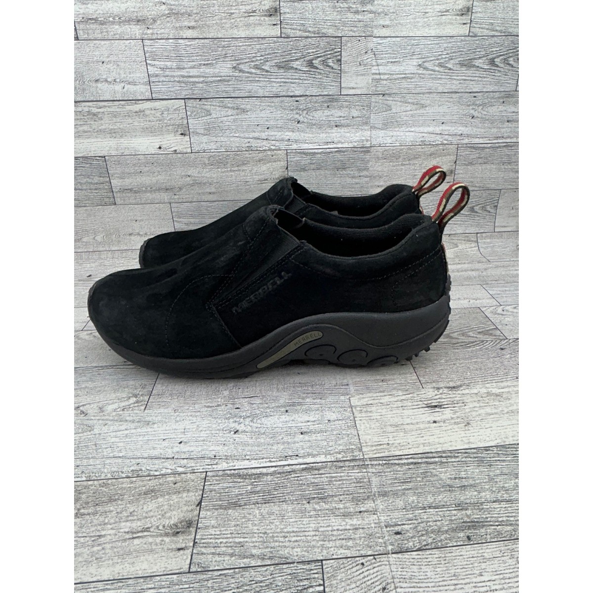 Merrell Jungle Moc Women Sz 11 Black Suede Slip On Shoes J60826 Dual Density View 5