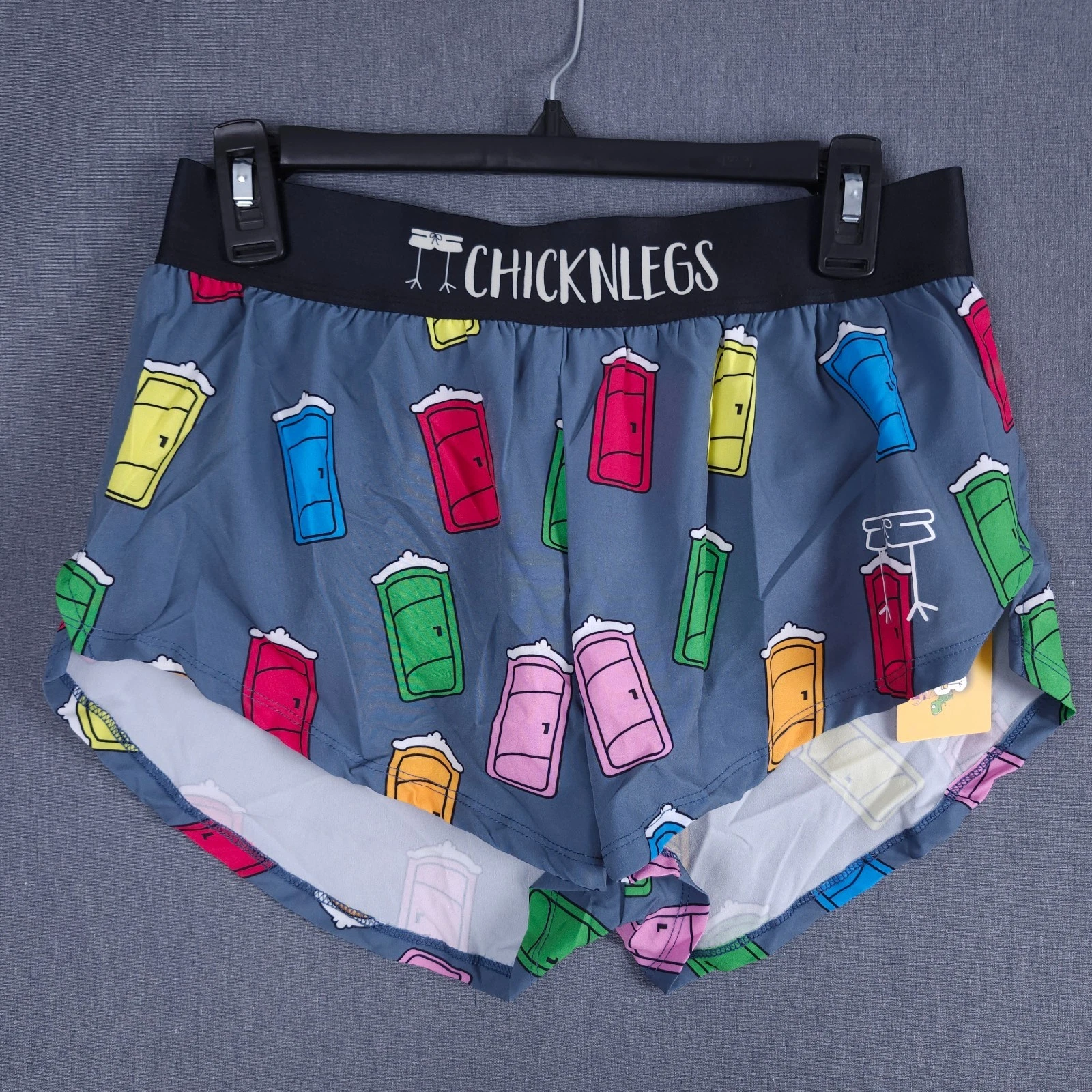 ChicknLegs Porta Potty Split Shorts Womens Medium 1.5" Inseam Running Athletic