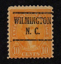 USA, SCOTT # 642, PRECANCEL WILMINGTON, NORTH CAROLINA, JAMES MONROE YEAR 1927