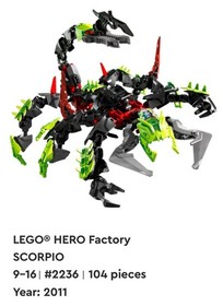 LEGO HERO Factory: SCORPIO ~ 2236 ~ Retired 2012 ~ 100% Complete - Ages 9-16+