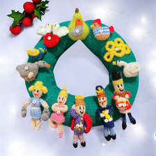 KNITTING PATTERN - Twelve Days of Christmas Wreath Hanging Decoration 22 cms