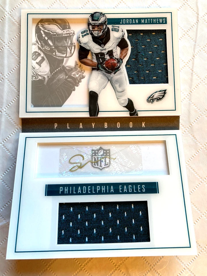 2014 Playbook Jordan Matthews Philadelphia Eagles Rookie RC Auto Jersey Relic/49 - Image 2 of 4